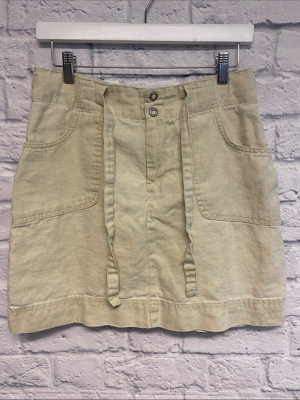 Athleta Tan Linen Drawstring Skirt Size 8